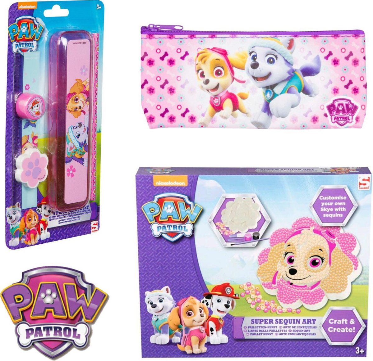 PAW Patrol Mega Schrijf en Knutselset | 7 delig | Etui, Pen, Potlood, Gum, Lineaal, Diamond Painting